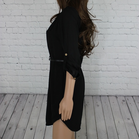 Xtaren Black Belted long Sleeve Shirt Dress - Picture 2 of 3